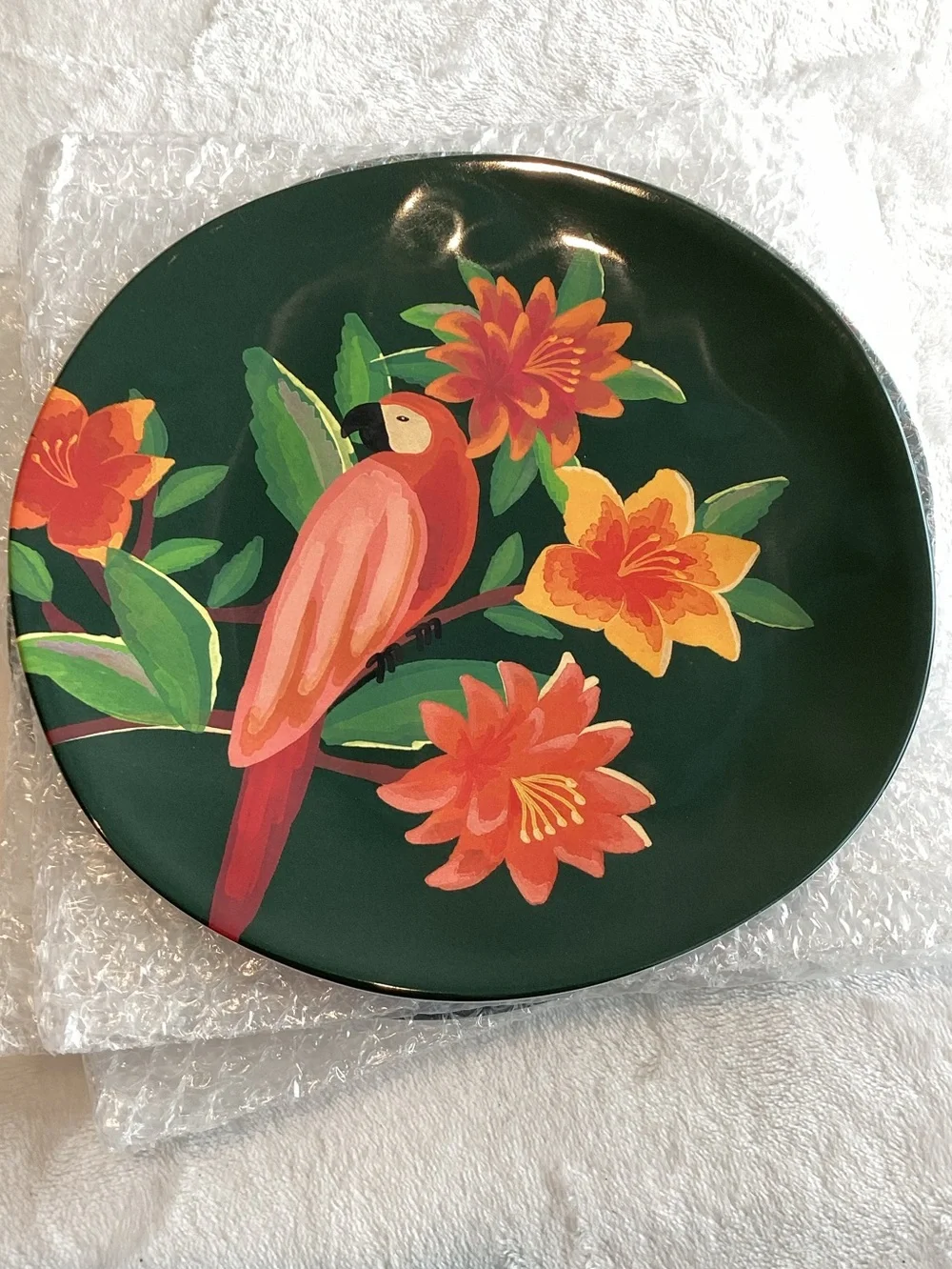 Anthropologie Melamine Plates Dessert Tropical Birds 8.5”  FARM Rio Set of 4